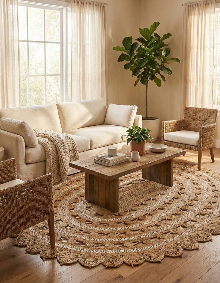 Detail image of  7' 10 x 10'  Hand Braided Jute Oval Rug