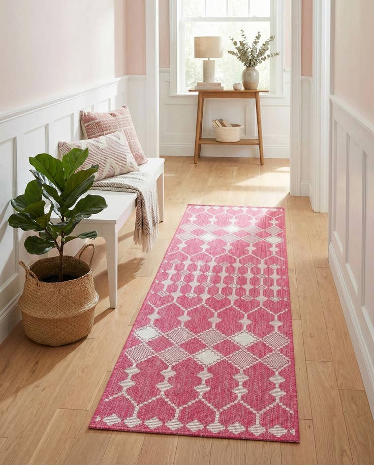 Detail image of 2' x 6' Easy-Clean Trellis Indoor / Outdoor Runner Rug