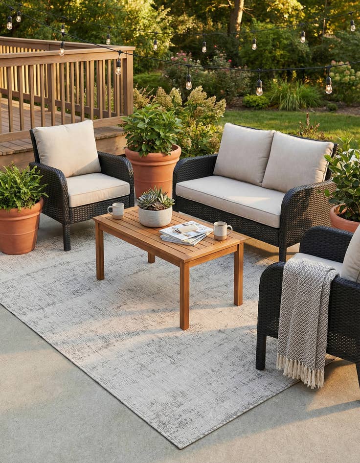 Detail image of 5' 3 x 7'  Washable Modern Indoor / Outdoor Rug