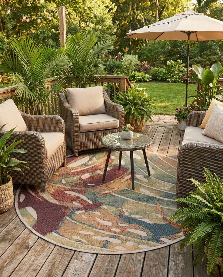 Detail image of 7' 10 x 7' 10 Easy-Clean Baja Indoor / Outdoor Round Rug