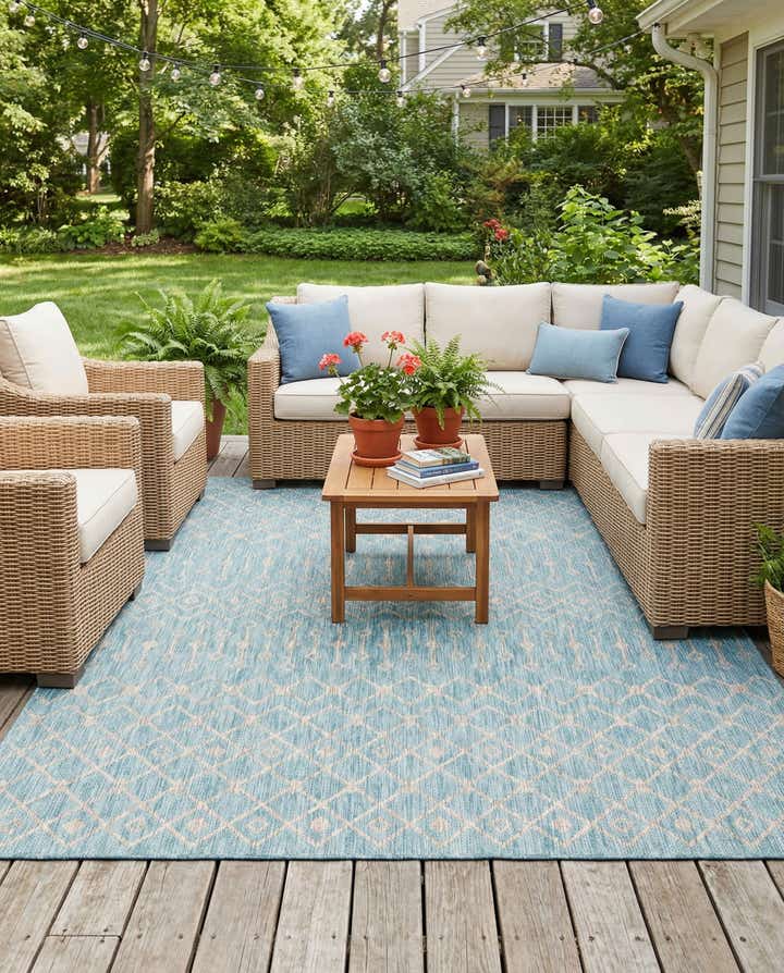 9' x 12' Easy-Clean Trellis Indoor / Outdoor Rug