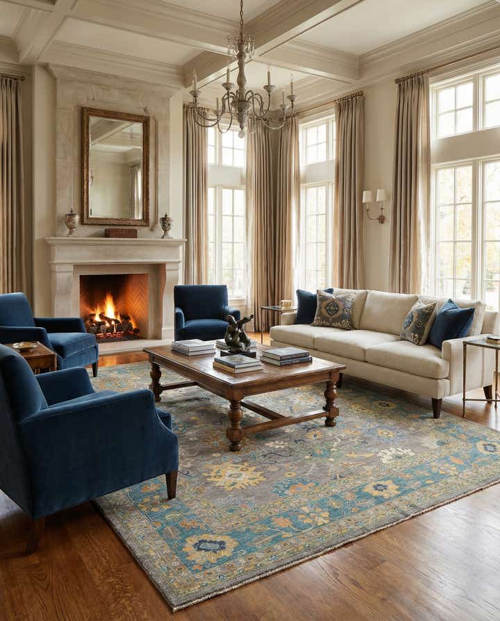 11' 8 x 14' 10 Hand Knotted Oushak Rug