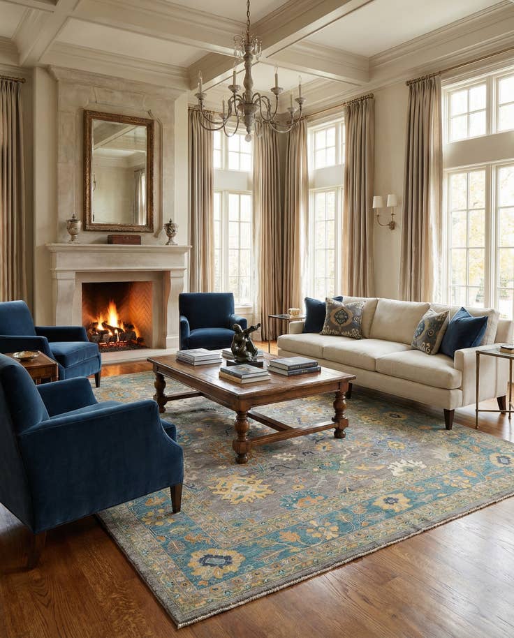 Detail image of 11' 8 x 14' 10 Hand Knotted Oushak Rug