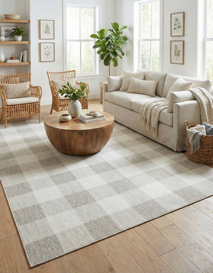 Detail image of 9' x 12'  Washable Checkered Indoor / Outdoor Rug