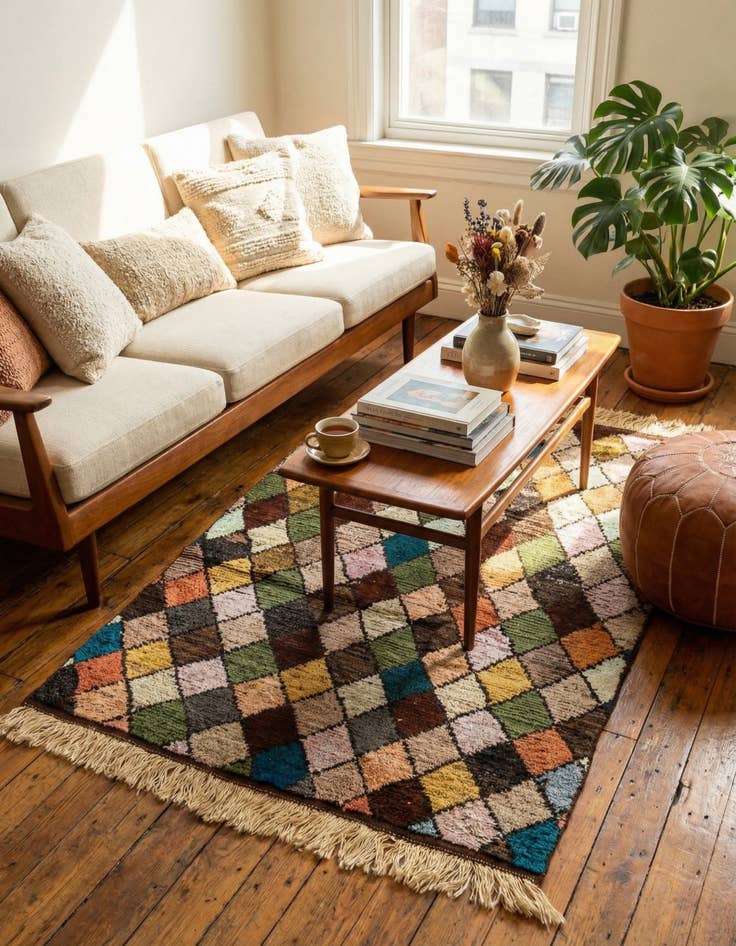 Detail image of  5' 8 x 8' 4  Hand Knotted Moroccan Wool Rug