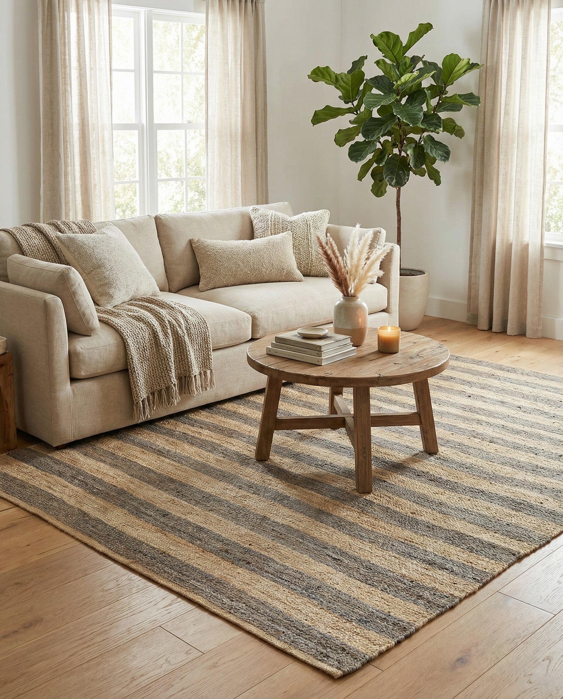  9' x 12'  Hand Braided Jute Rug