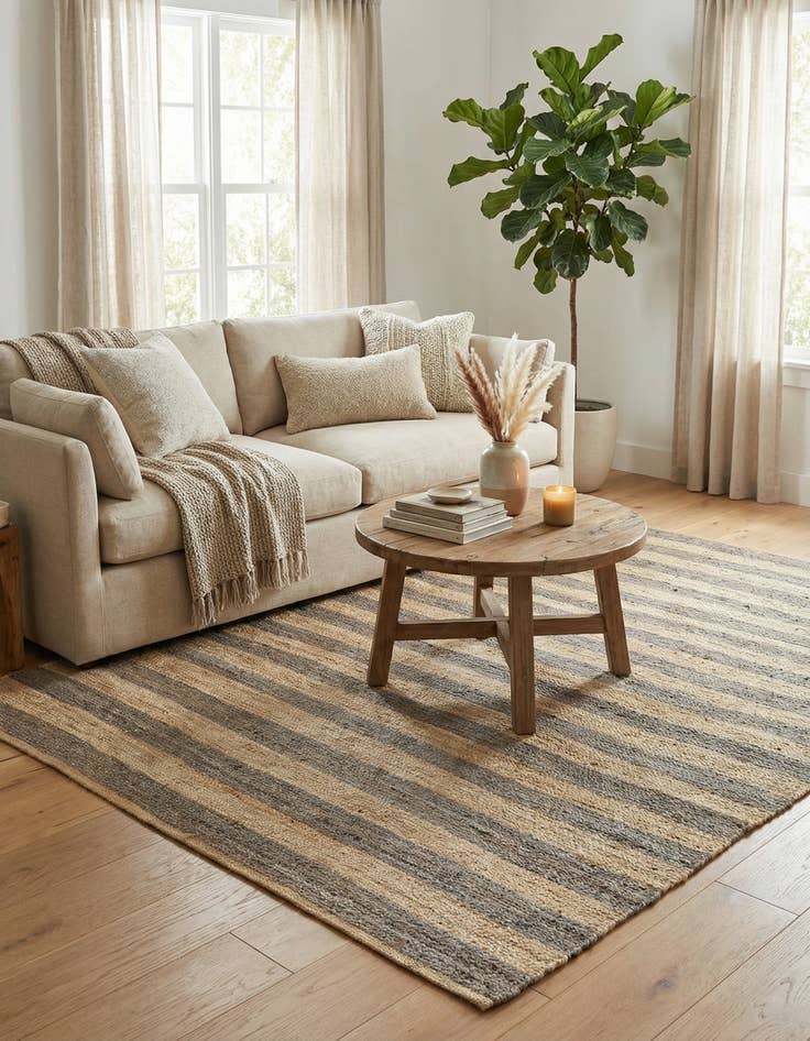 Detail image of 9' x 12'  Hand Braided Jute Rug