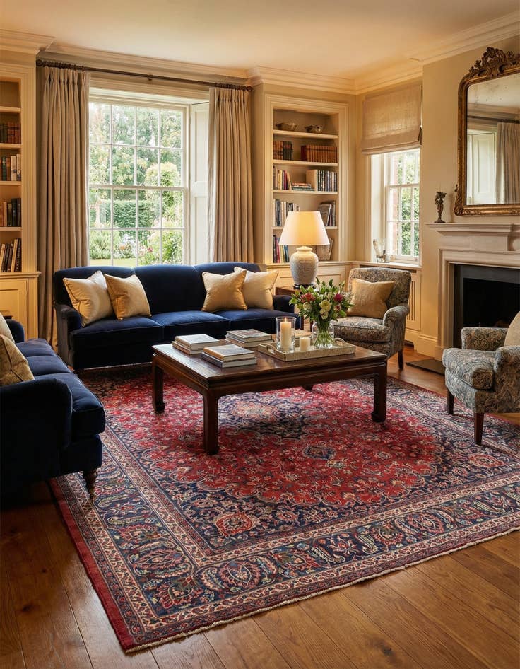 Detail image of  9' 8 x 12' 7  Hand Knotted Mashad Persian Wool Rug