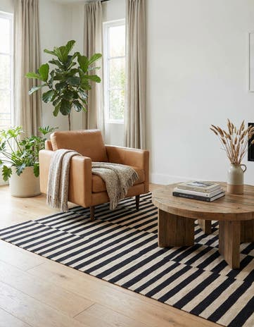 4' 11 x 6' 5 Hand Woven Kilim Modern Wool Rug