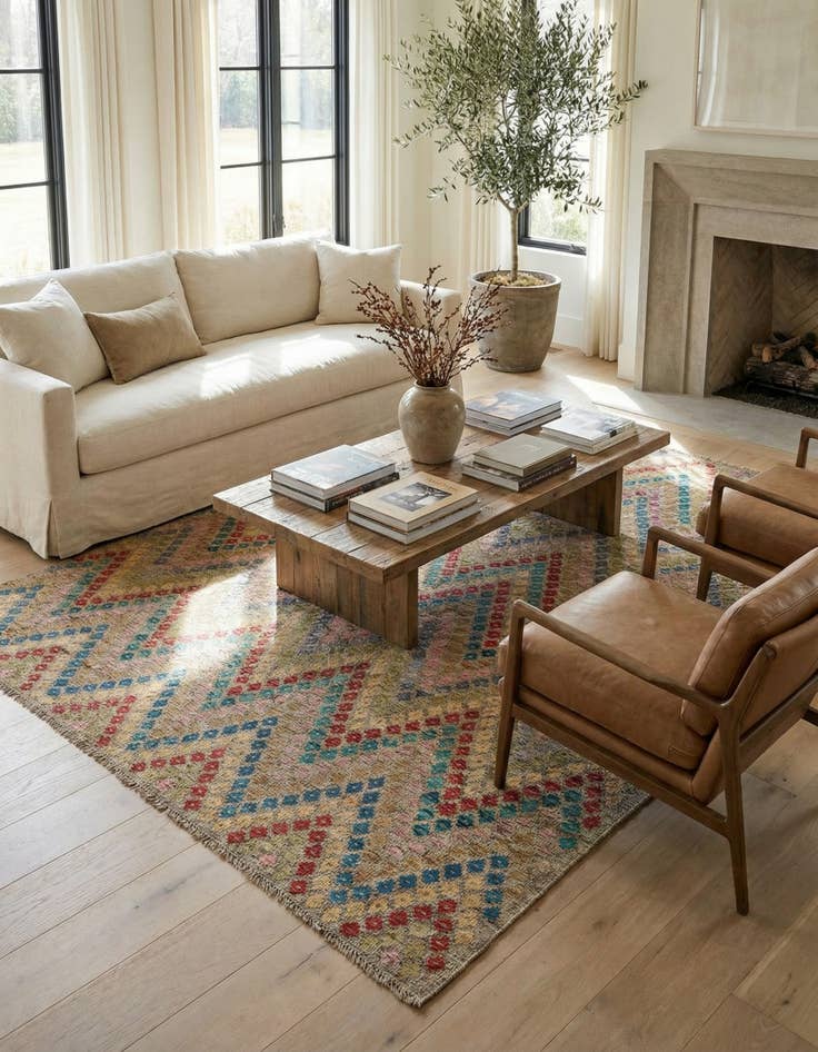 Detail image of 8' 10 x 11'  Hand Woven Kilim Modern Wool Rug