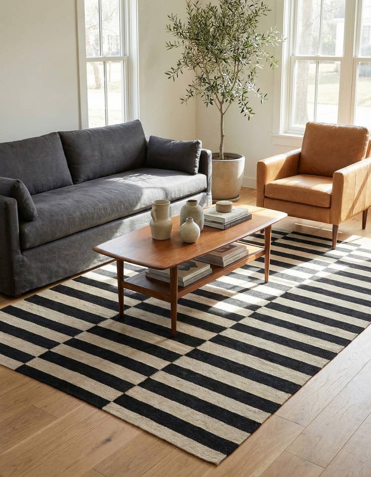 Detail image of  4' 2 x 5' 9  Hand Woven Kilim Modern Wool Rug