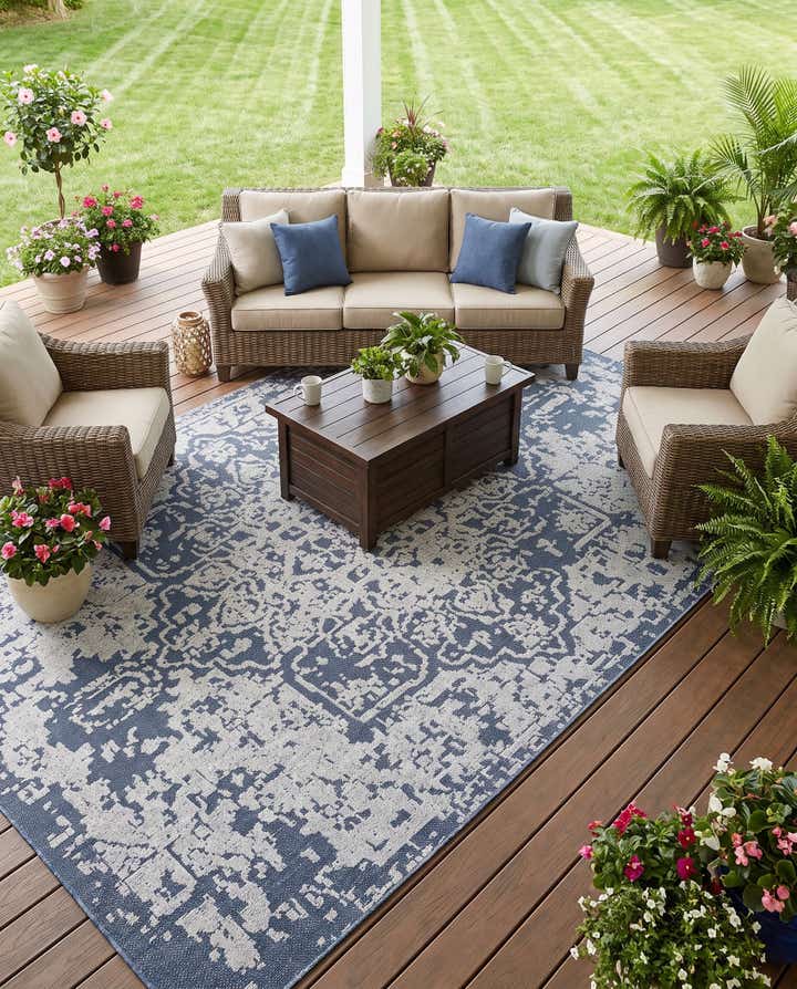 9' x 12' Easy-Clean Traditional Indoor / Outdoor Rug