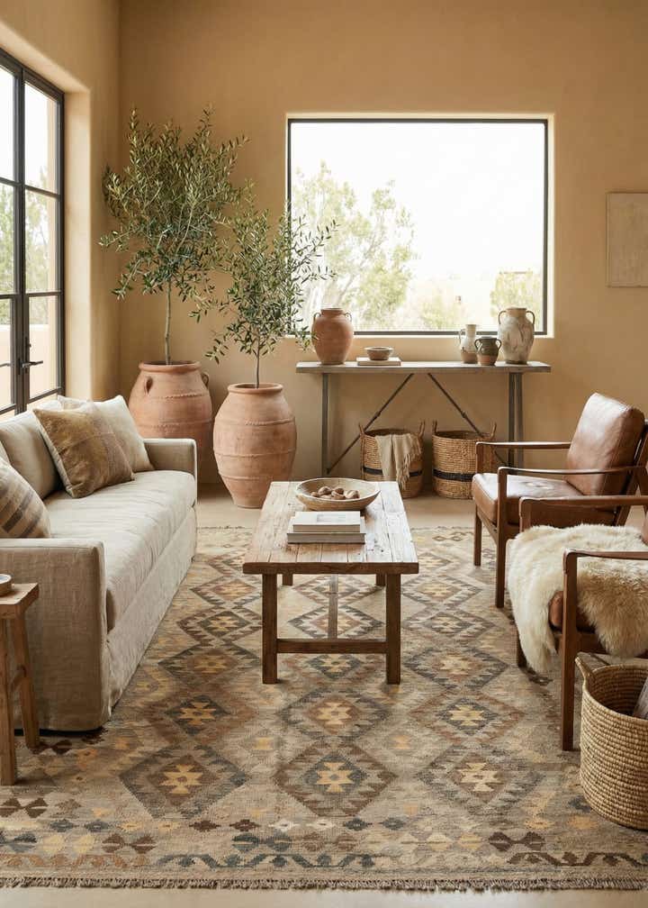 6' x 8' 1 Hand Woven Kilim Maymana Wool Rug