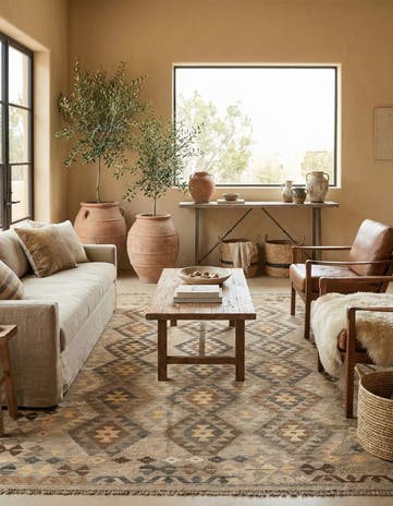 6' x 8' 1 Hand Woven Kilim Maymana Wool Rug