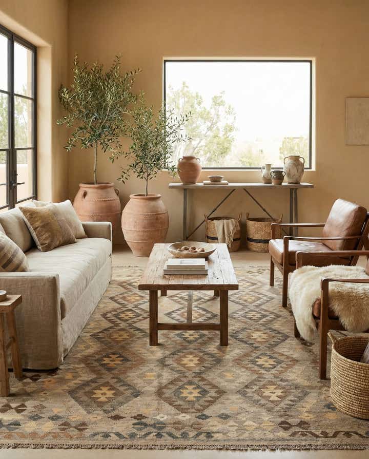 6' x 8' 1 Hand Woven Kilim Maymana Wool Rug