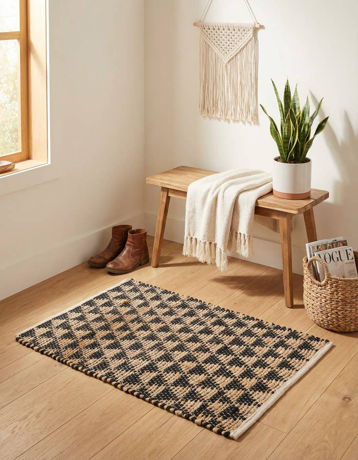 Detail image of 2' x 3' 1  Hand Woven Chindi Jute Rug