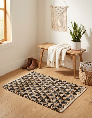 Black Hand Woven Chindi Jute Rug