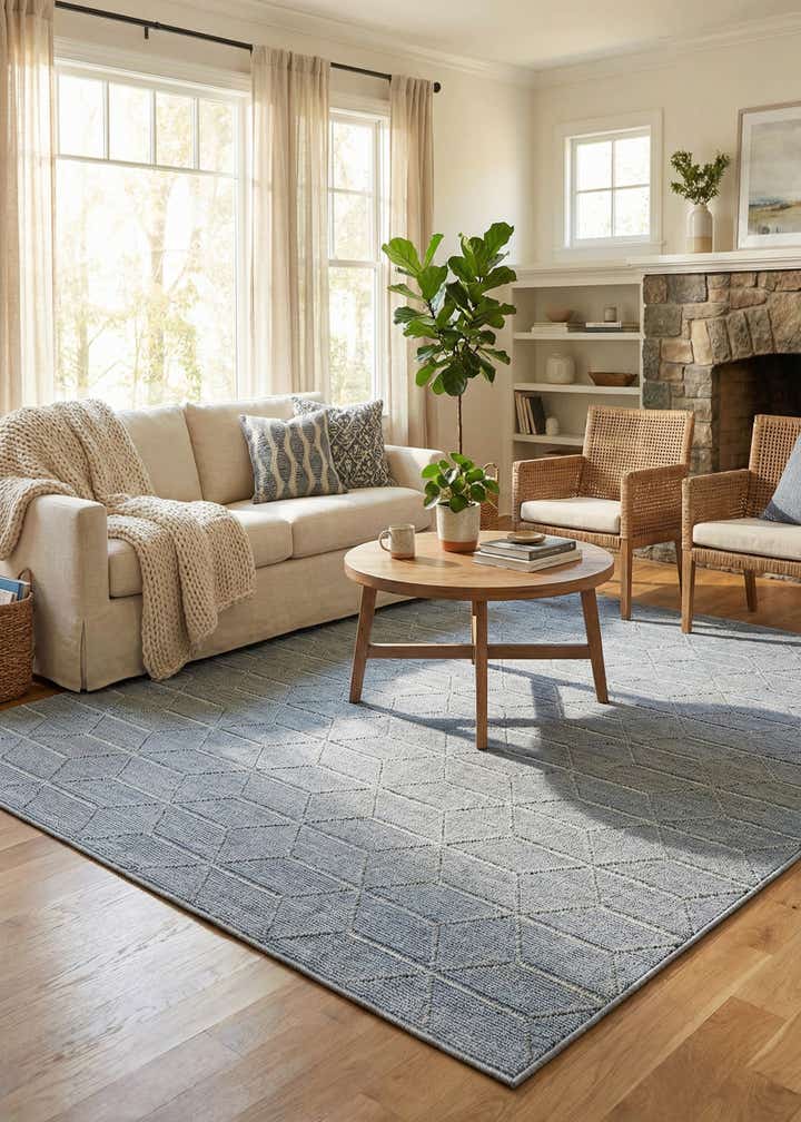 7' 10 x 7' 10 Easy-Clean Trellis Indoor / Outdoor Square Rug