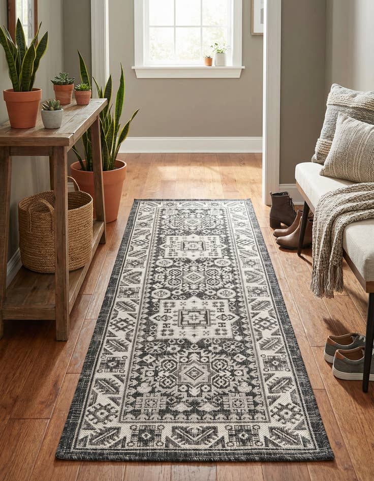 Detail image of 2' x 6'  Washable Aztec Indoor / Outdoor Runner Rug