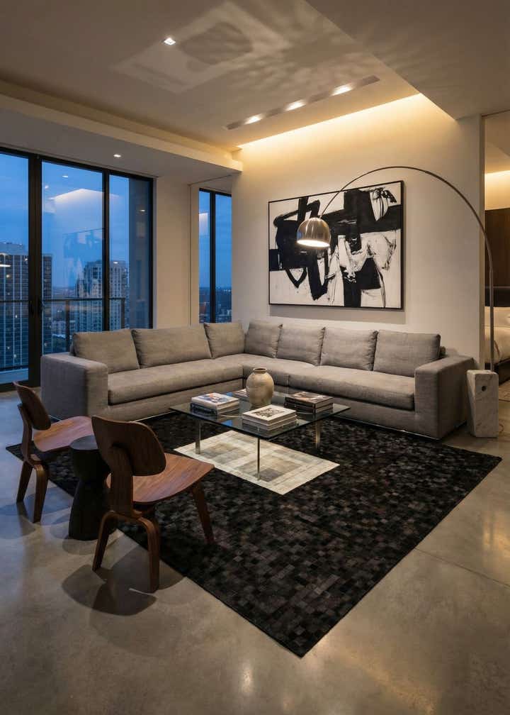 7' 11 x 9' 10 Cowhide Stocks Rug