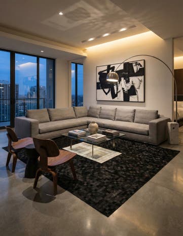 7' 11 x 9' 10 Cowhide Stocks Rug
