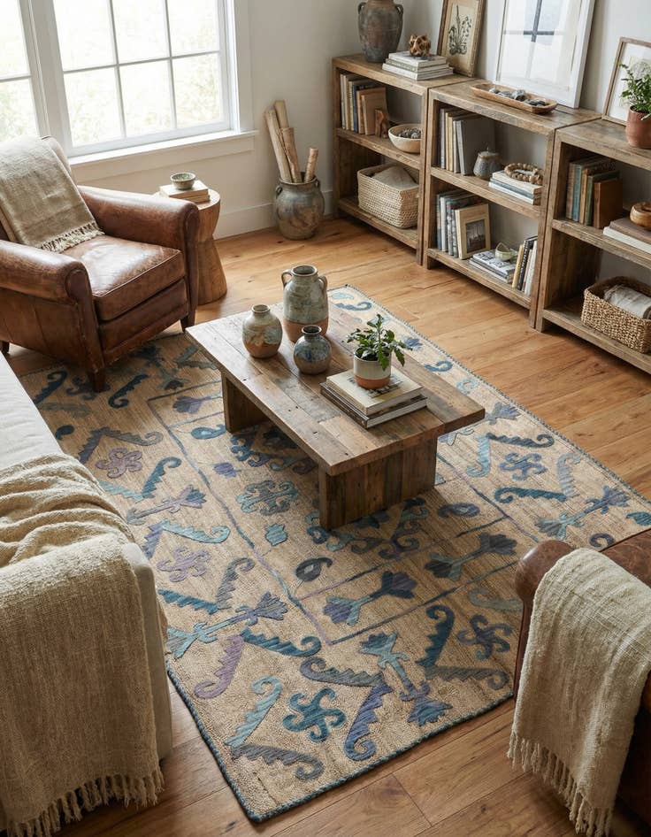 Detail image of 5' x 6' 3  Hand Woven Kilim Suzani Wool Rug