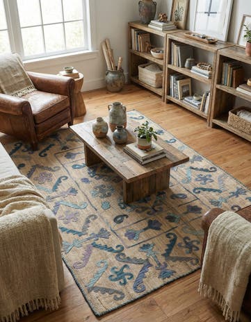 5' x 6' 3 Hand Woven Kilim Suzani Wool Rug