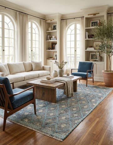 4' 8 x 7' Hand Knotted Modern Ziegler Wool Rug