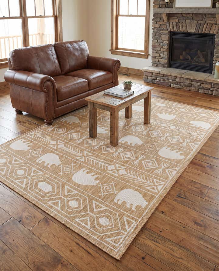 5' 3 x 7' Easy-Clean Southwestern Indoor / Outdoor Rug
