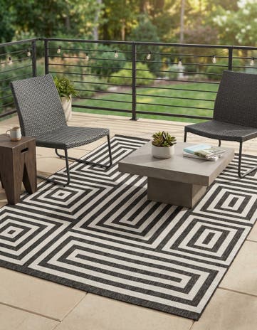 9' x 12' Easy-Clean Modern Indoor / Outdoor Rug