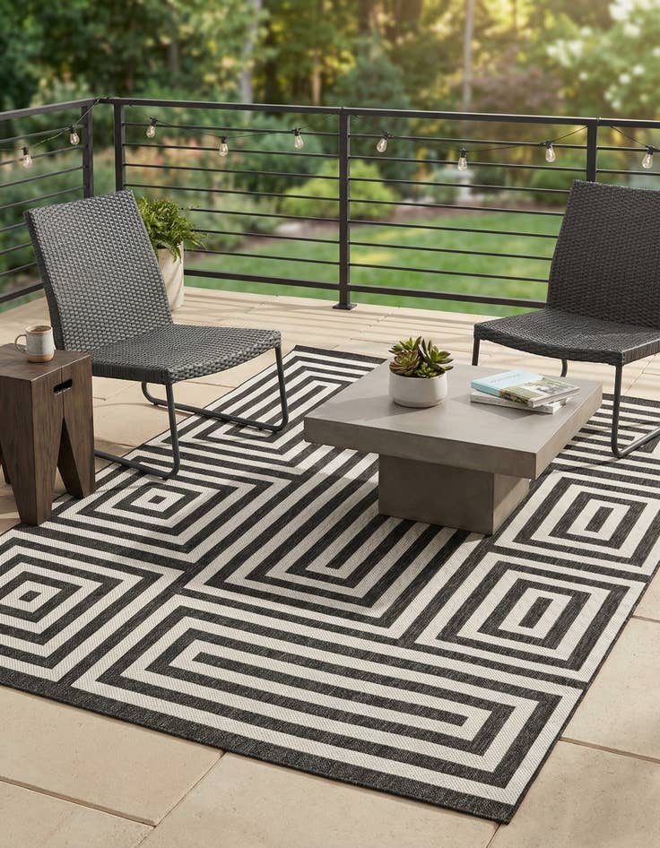Detail image of 9' x 12'  Washable Modern Indoor / Outdoor Rug