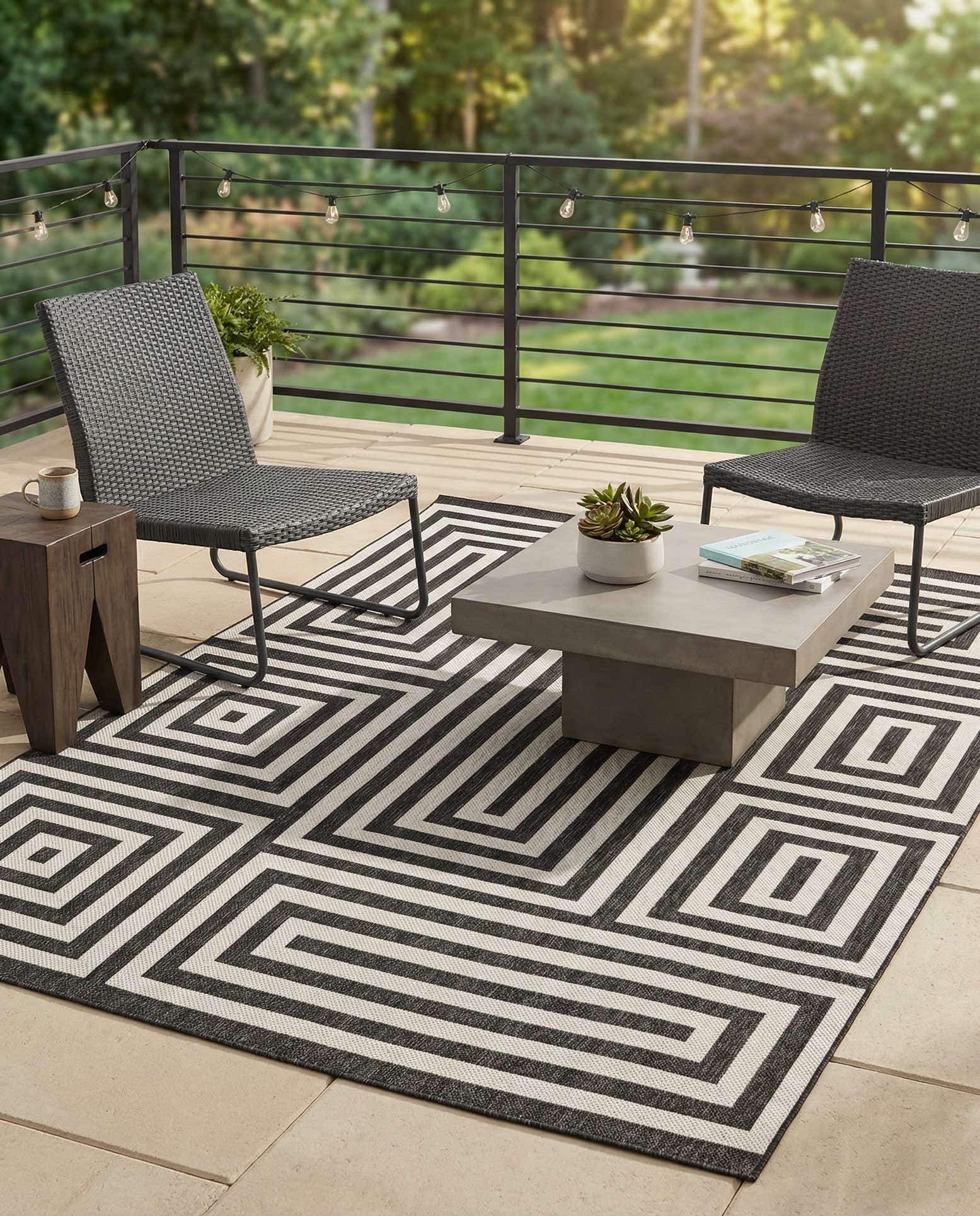 9' x 12' Easy-Clean Modern Indoor / Outdoor Rug