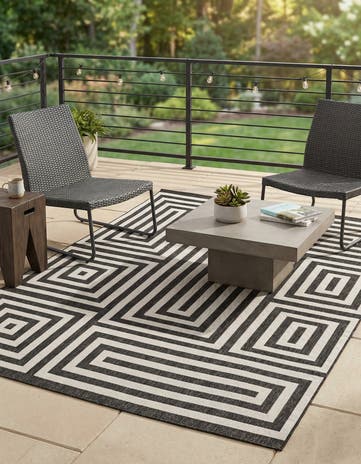 9' x 12' Easy-Clean Modern Indoor / Outdoor Rug