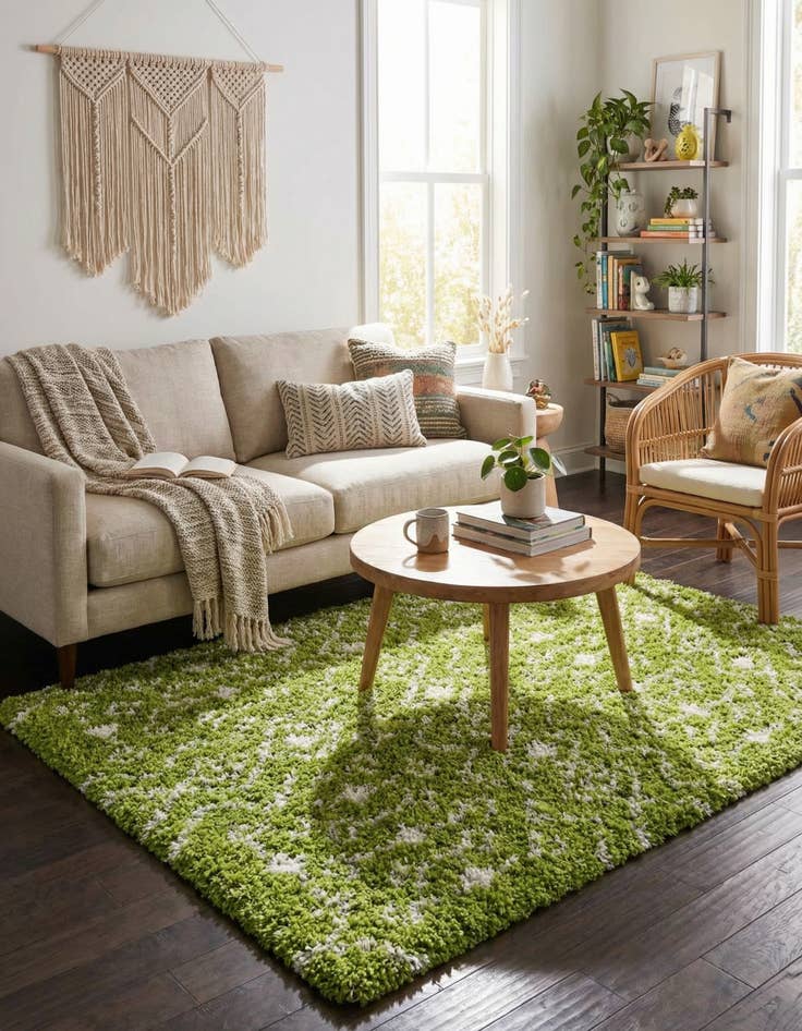 Detail image of  5' 3 x 5' 3 Moroccan Trellis Shag Square Rug