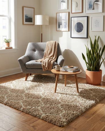  6' x 6' Lattice Shag Square Rug