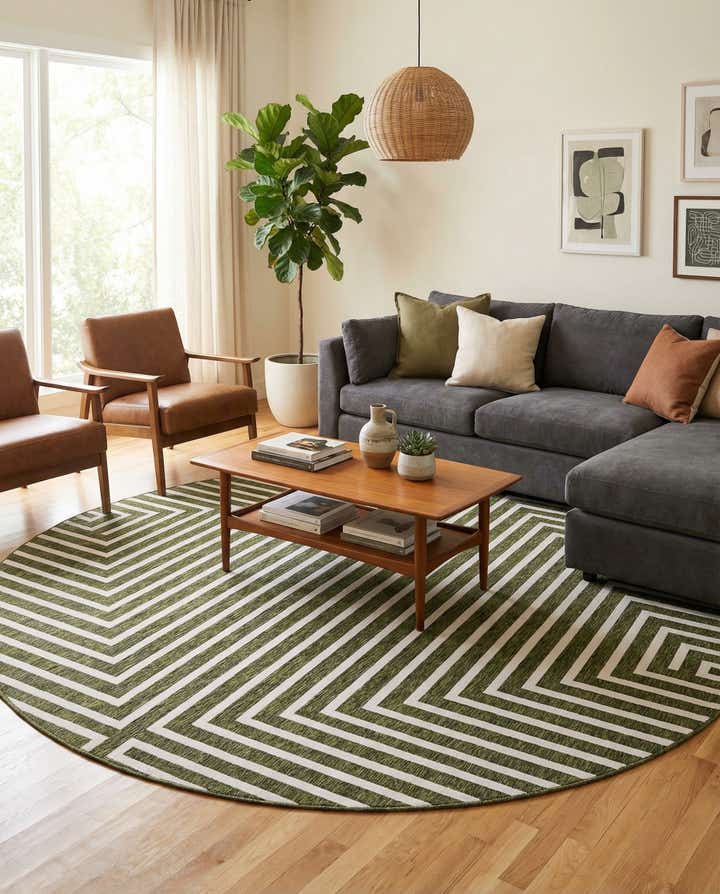 10' x 10' Easy-Clean Modern Indoor / Outdoor Round Rug