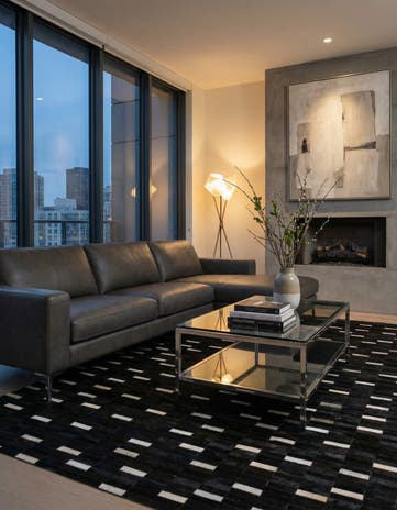 5' 1 x 8' 1 Cowhide Leather Rug