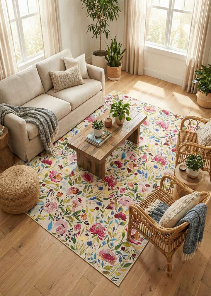 7' 10 x 11' Easy-Clean Botanical Indoor / Outdoor Rug