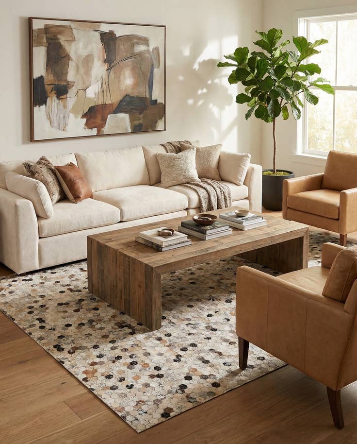 Detail image of 5' 4 x 7' 7 Cowhide Stocks Rug