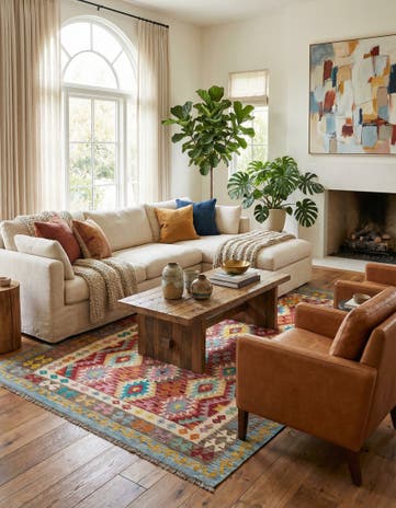 6' 6 x 9' 7 Hand Knotted Marok Kilim Rug