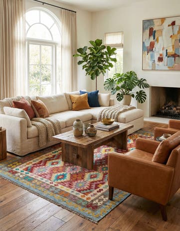 6' 6 x 9' 7 Hand Knotted Marok Kilim Rug