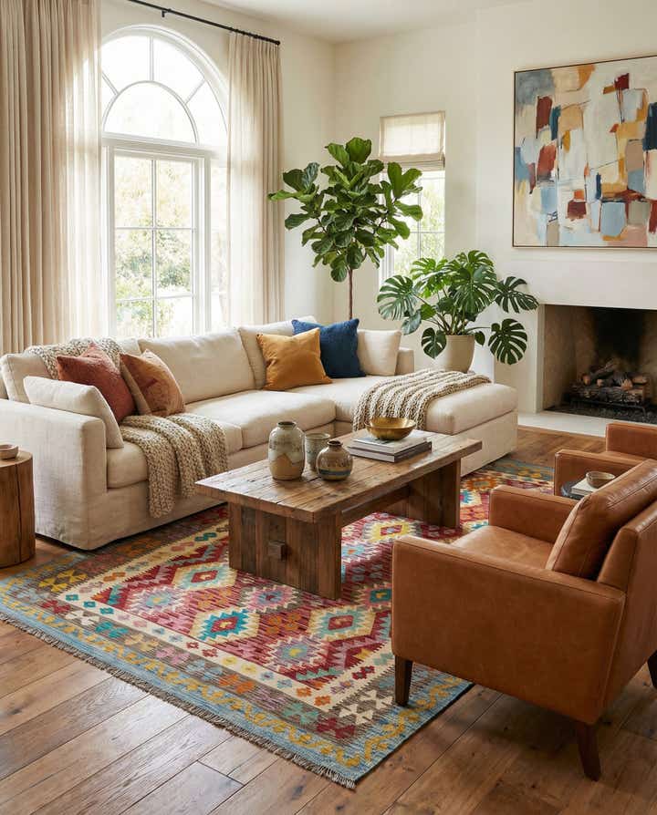 6' 6 x 9' 7 Hand Knotted Marok Kilim Rug