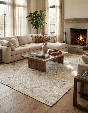 8' 1 x 10' Cowhide Leather Rug