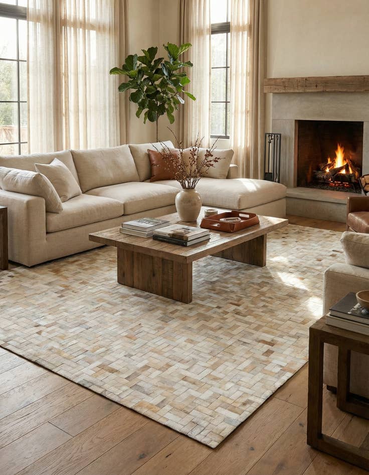 Detail image of 8' 1 x 10' Cowhide Leather Rug