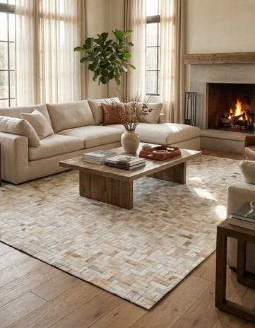 8' 1 x 10' Cowhide Leather Rug
