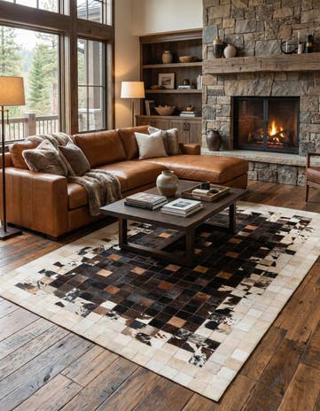 4' 11 x 7' 10 Cowhide Stocks Rug