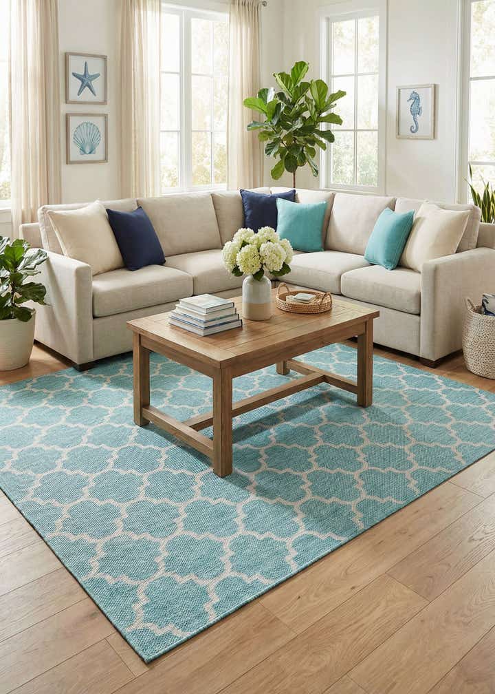 10' x 13' Easy-Clean Trellis Indoor / Outdoor Rug