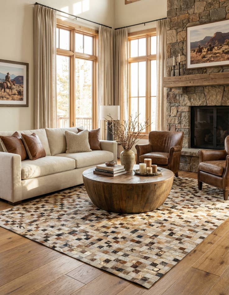 Detail image of 5' 1 x 8' 1 Cowhide - Patchwork Rug