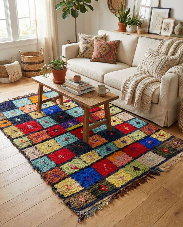 3' 9 x 5' 7 Hand Knotted Moroccan Wool Rug