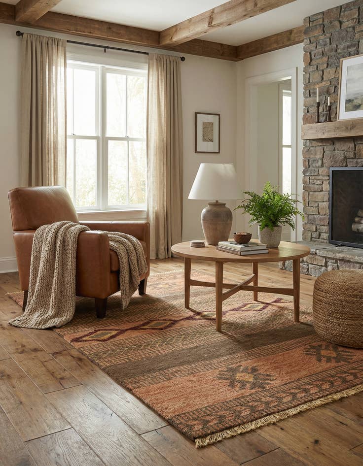 Detail image of 3' 11 x 6' 3  Hand Knotted Modern Ziegler Rug